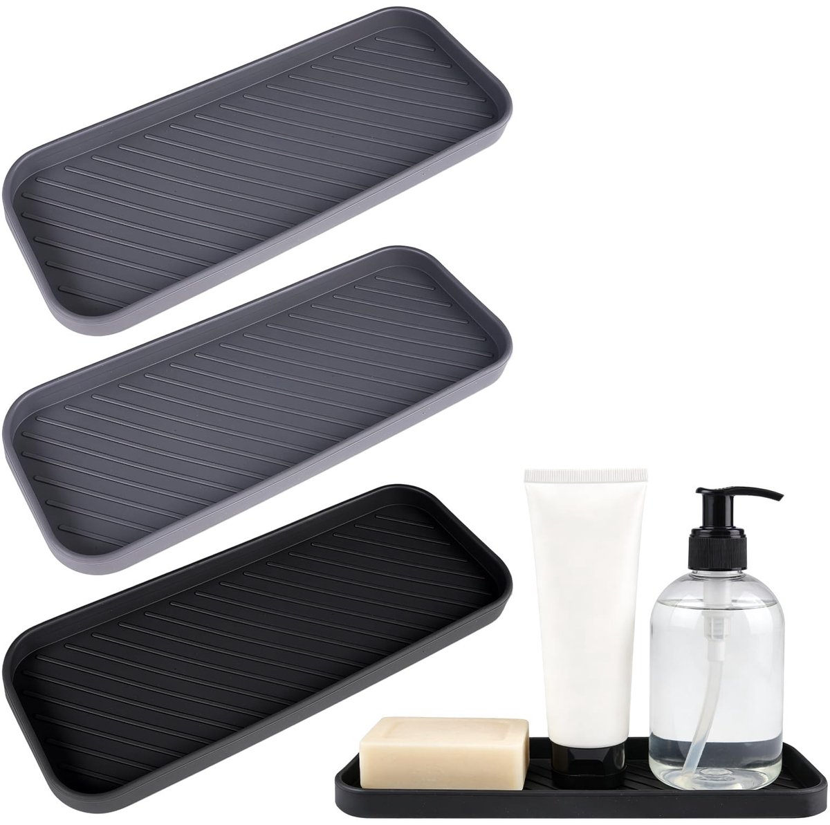 Dailygoods - Set van 4 Siliconen Zeepbakjes en Sponshouder voor Keuken en Badkamer