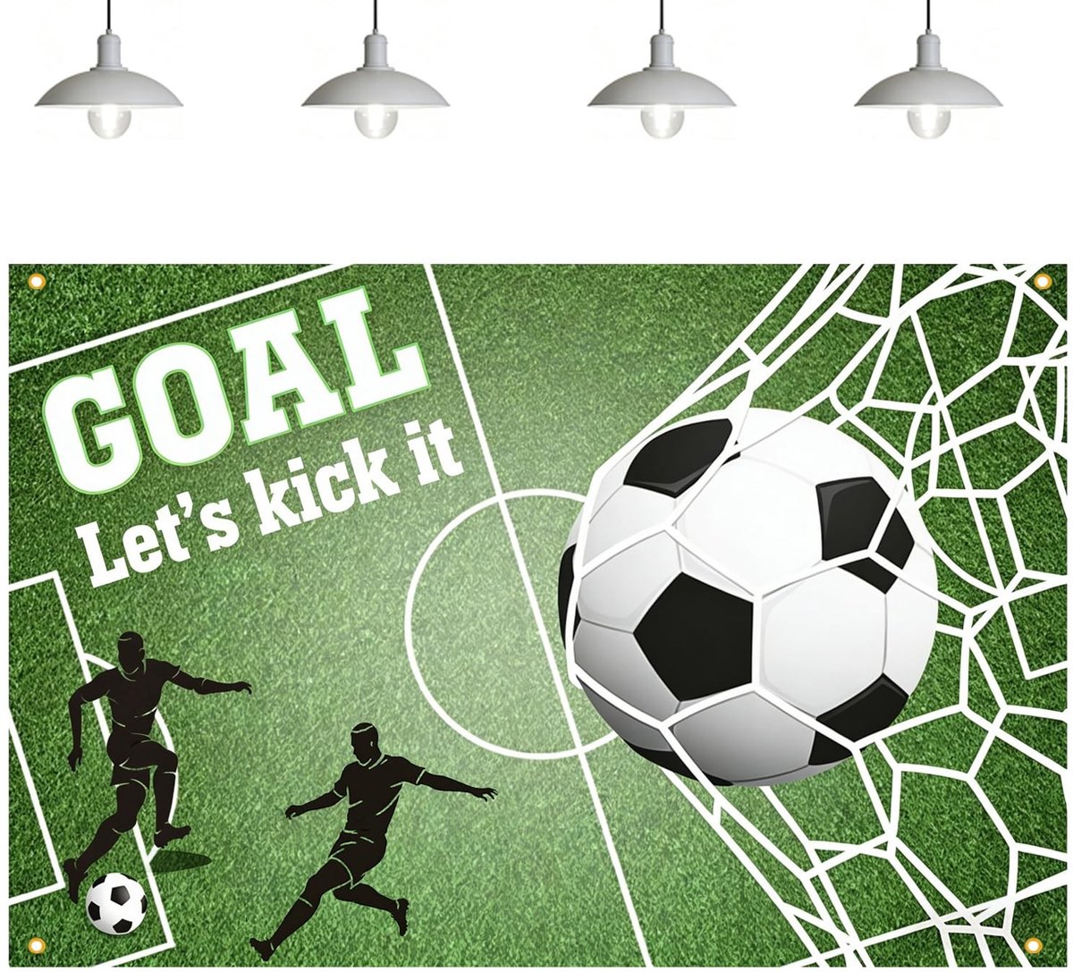 Dailygoods- Voetbalbanner 180 x 110 cm - Voetbal decoratie - Sportevenementen - Feestbenodigdheden - Indoor/Outdoor - Hoogwaardig polyesterweefsel - Voetbaldecoratie