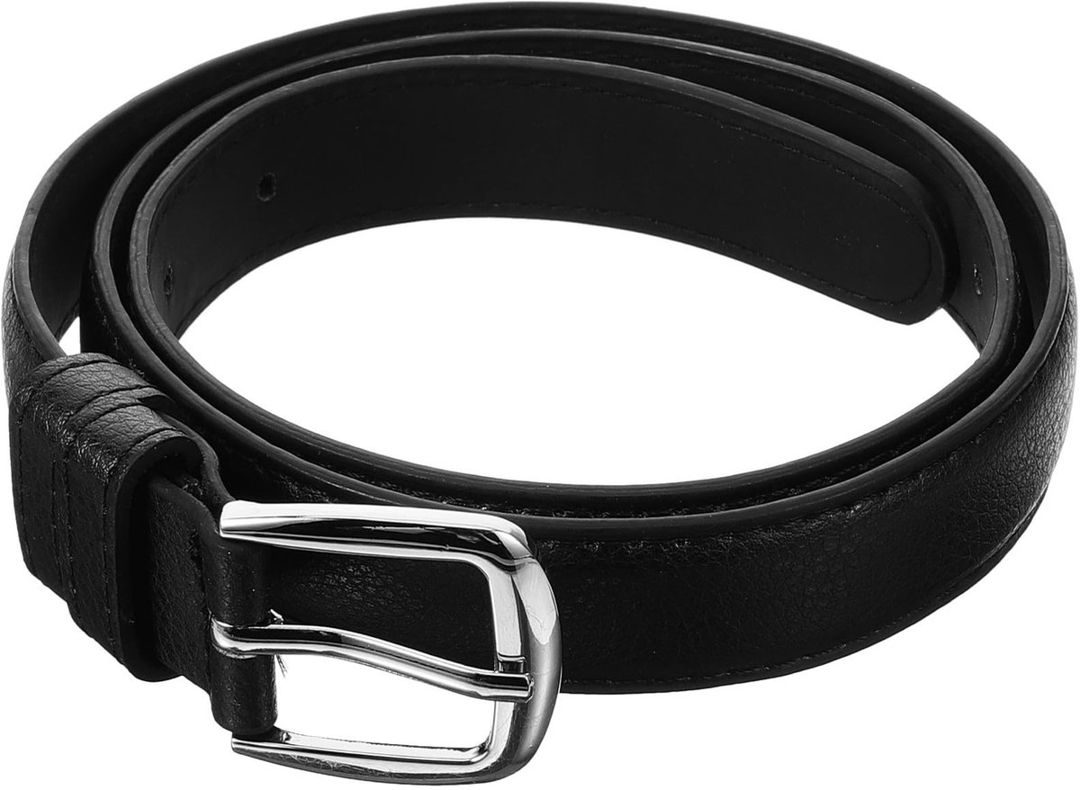 Dailygoods- Verstelbare Riem Zwart PU-leer - Kinderriem Jongen/Meisje - Riem Zonder Gesp - Verstelbare Riem Zonder Gaatjes - Geschikt Voor Broeken - Maat 89x3,2 cm