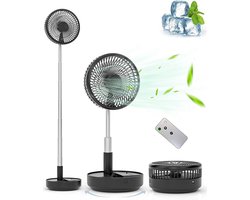 Tafel- en Staande Ventilator - Draagbare Oscillerende Ventilator - Opvouwbaar Design - Afstandsbediening - 4 Snelheden - Oplaadbare Accu - USB Ventilator - Zwart
