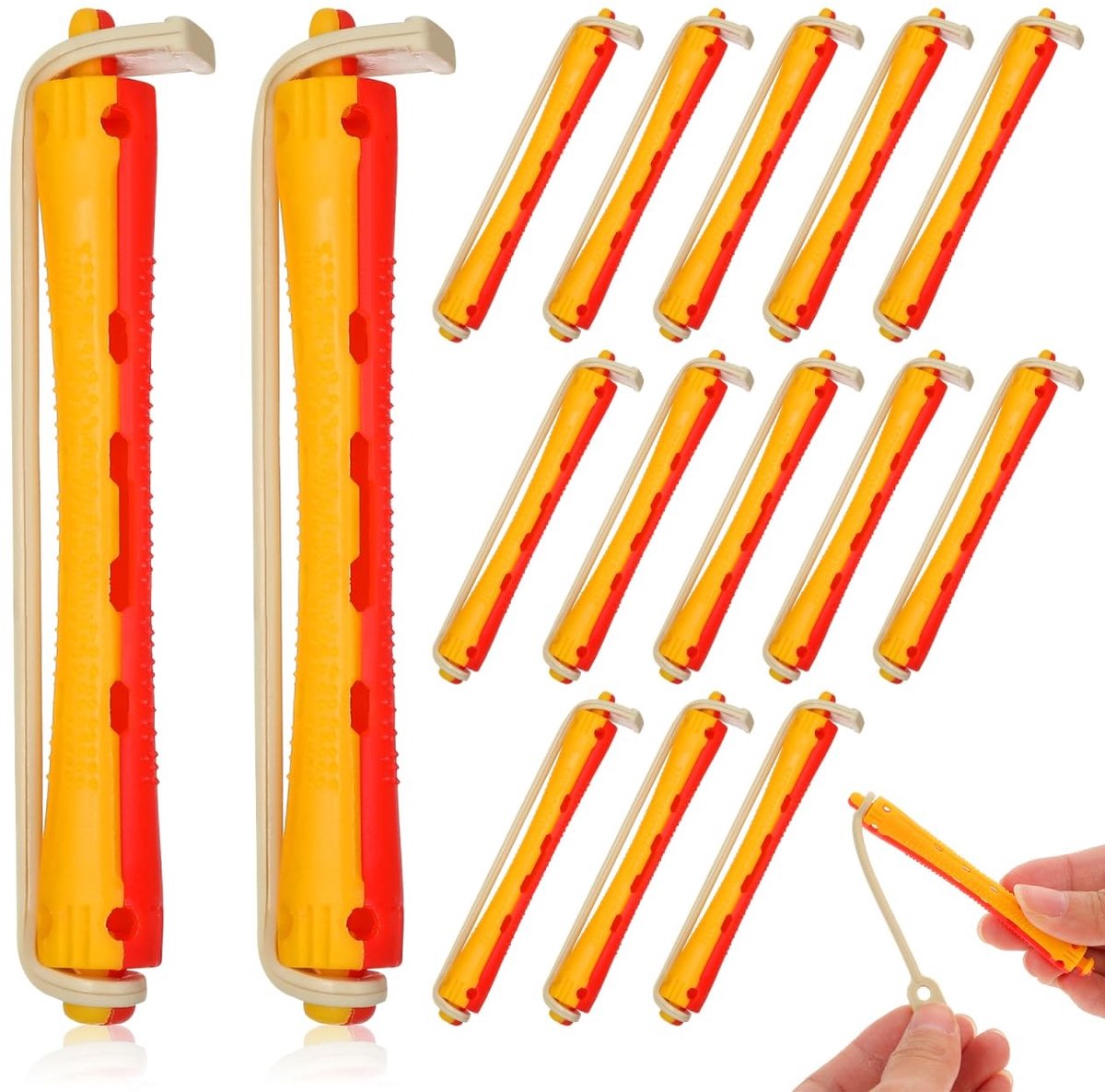 Dailygoods- Krulspelden 24-delig - Haarvriendelijke Krulspelden - Elastische Band - Kunststof Permanent-Wikkelaar - Eenvoudige Haarstyling - Afmetingen 9x1,5 cm - Haarrollers