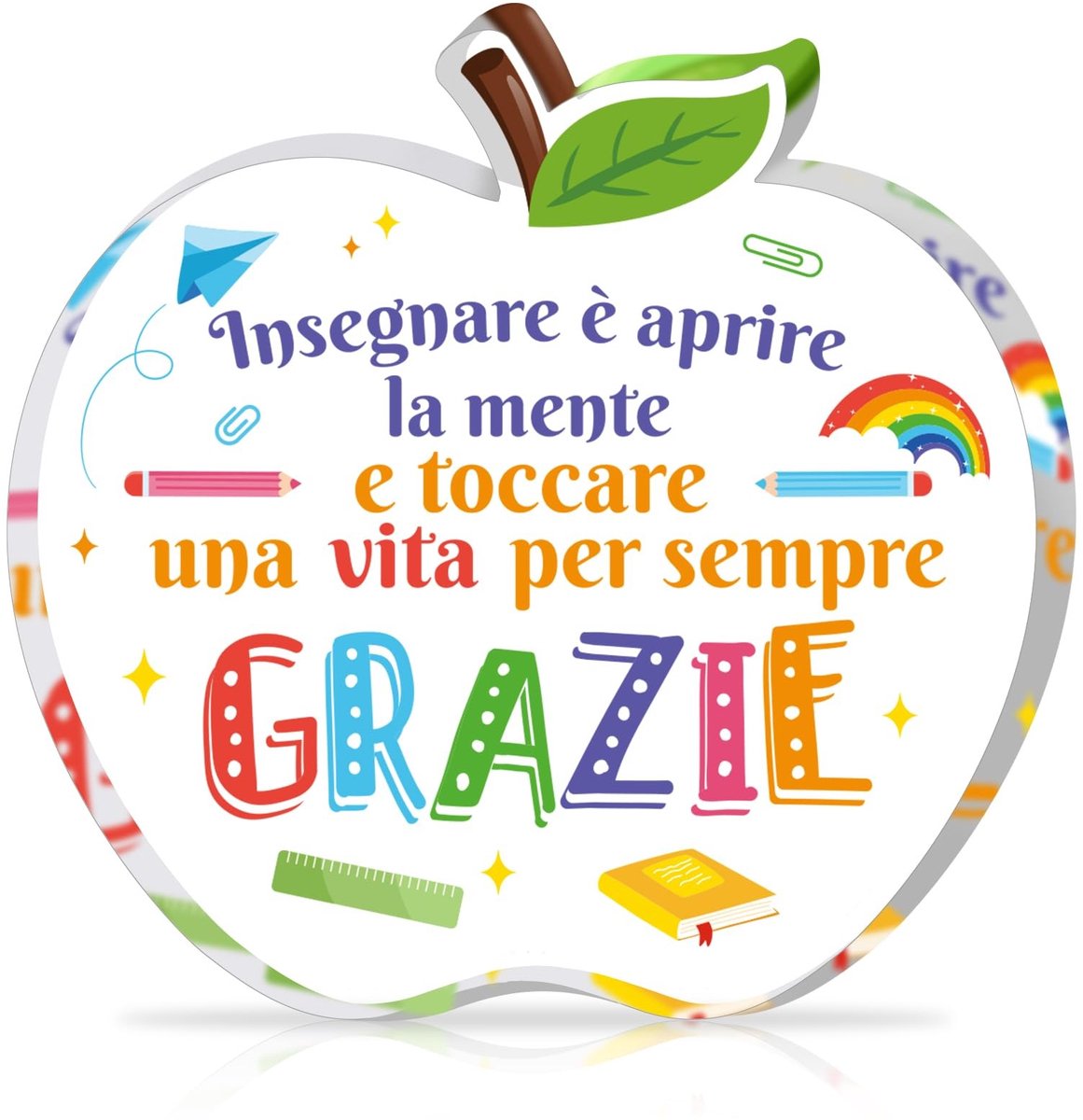 Dailygoods- Leraar Cadeau Appel-Acryl - Cadeau-ideeën - Kleuterschool Leraren - Vrouwen - Uniek Geschenk - Docent Cadeau
