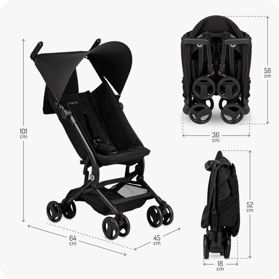 MoMi GRACE Buggy - Inclusief Rugzak - Compact Opvouwbaar - Lichtgewicht Reisbuggy - Tot 15 kg van MoMi — afbeelding 3