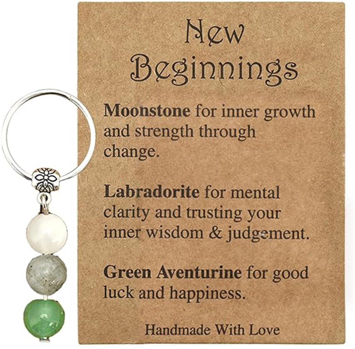 Dailygoods- Sleutelhanger Uniek Ontwerp - Kristallen Sleutelhanger - Natuurstenen - Inspirerende Geschenken - Draagbare Grootte 5 cm - Kracht en Geluk - Sleutelhangeraccessoire