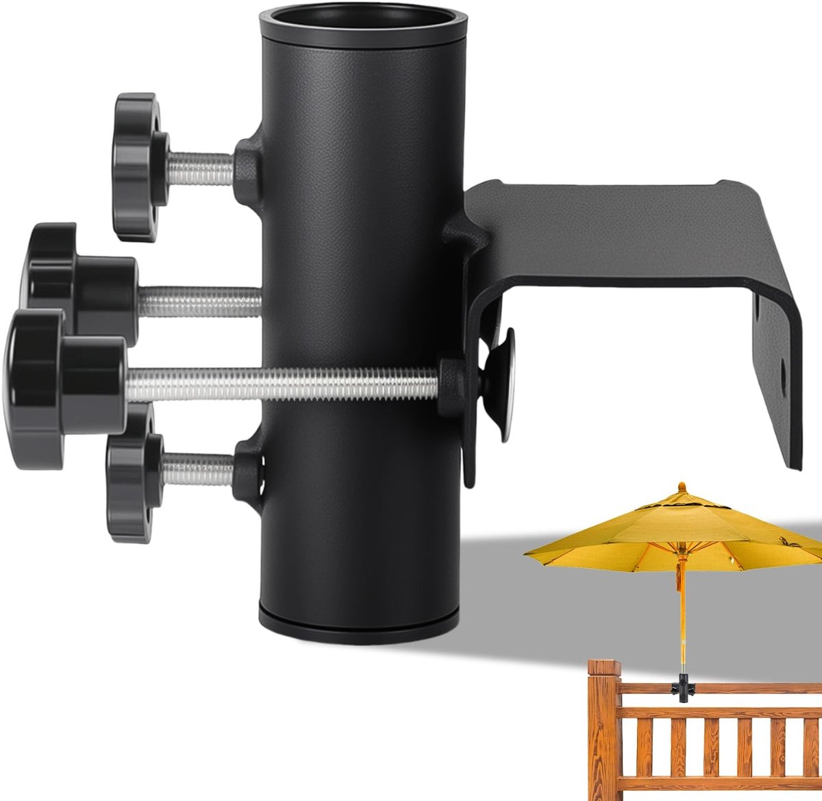 Dailygoods- Parasolhouder Balkonleuning - Klembevestiging - Verstelbaar - Geschikt voor diameter 63-20 mm - Ruimtebesparend - Flexibel demontabel - Parasolstandaard