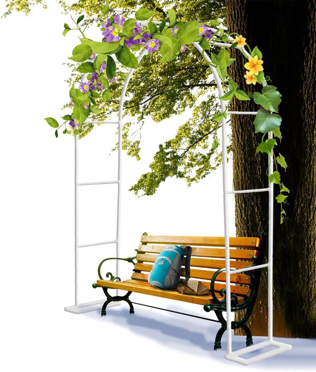 Metalen Tuinboog - Rozenboog Prieel - Decoratieve Entree - Weerbestendig Metaal - L80xB40xH200cm - Wit
