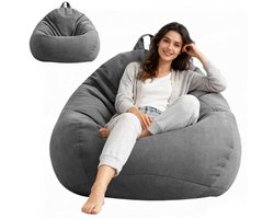 SnelShoppen - Zitzak XL Beige Druppelvorm - Alleen Overtrek (zonder Vulling) - Bean Bag Chair voor Volwassenen en Kinderen - Gaming-Zitzak voor Woonka