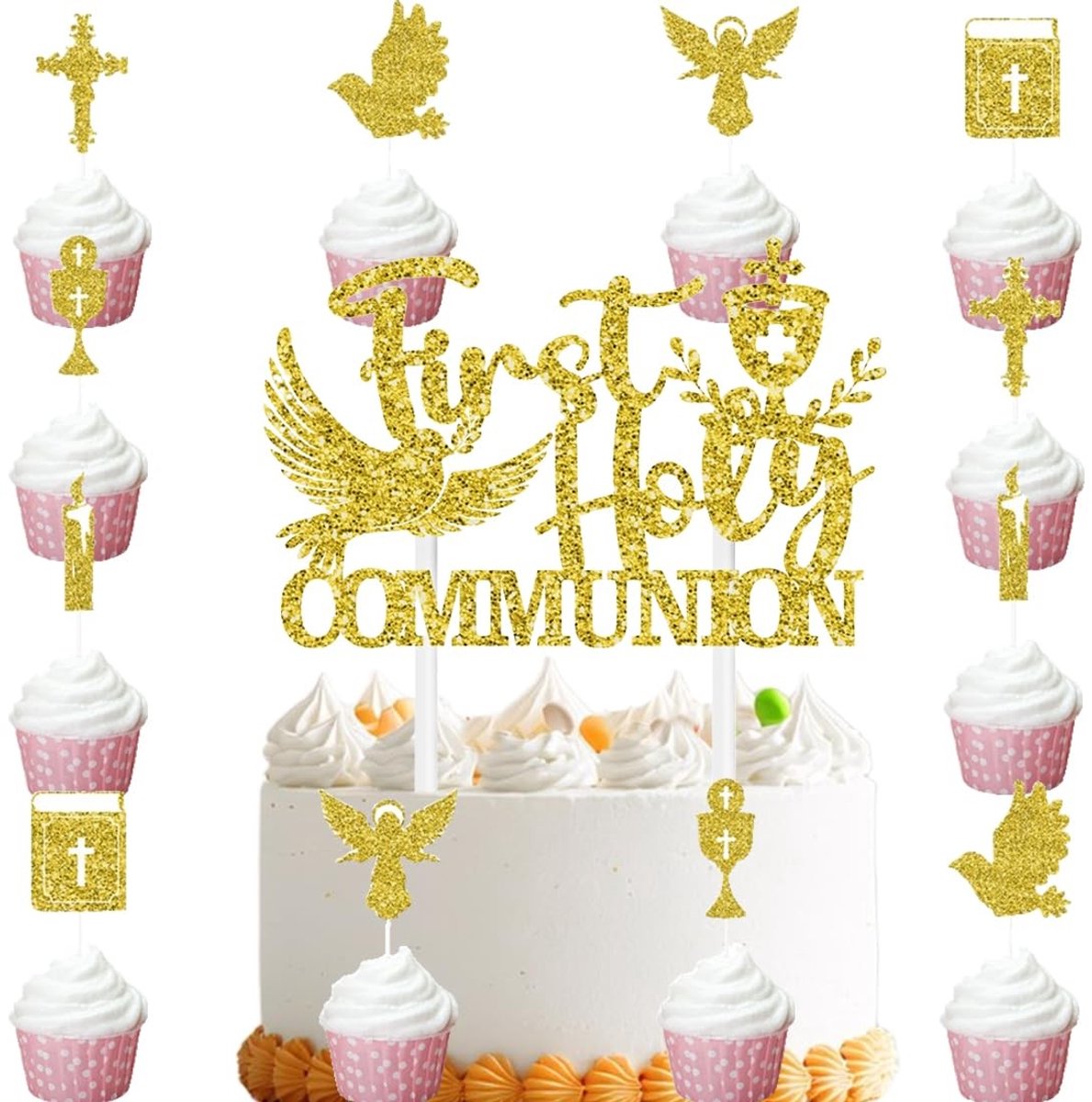 Dailygoods- Taartdecoratie 13 Stuks - Taarttopper - Suikerdecoratie - IJsfontein - Taart Decoratie Set - Gemaakt van Papier - Elegant Ontwerp - Taarttoppers