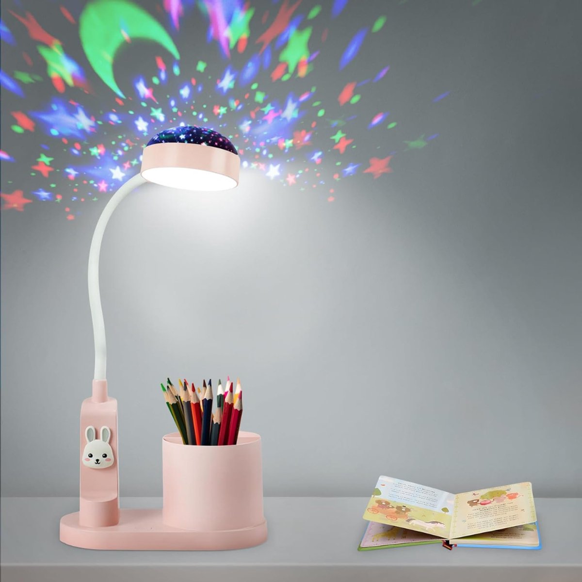 QORA® Bureaulamp Kinderkamer - Bureaulamp Roze - Tafellamp Kinderkamer - Roze - 12cm x 12cm x 15cm