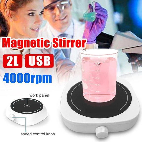 Magnetische Roerder - Mini Mixer - Laboratorium Experimenten - Traploze Snelheidsregeling - 4000 RPM - Wit — afbeelding 3