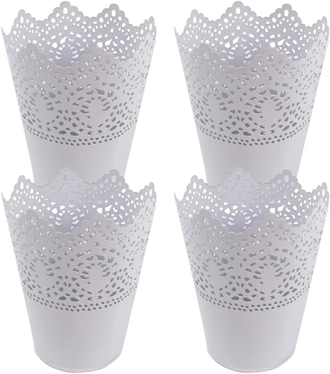 Potloodhouder cup set 4 stuks - witte ronde penhouder - stevig ijzer - ideaal voor kantoor en make-up - ShopVlot