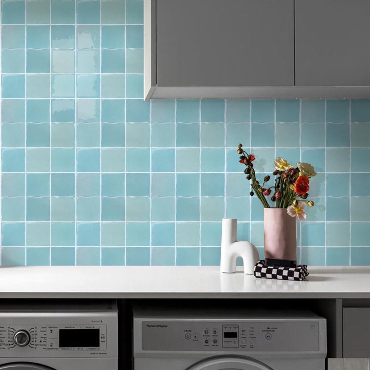 Dik Vinyl 3D Zelfklevende Wandtegels voor Keuken en Badkamer - Blauw, Set van 10, 30 x 30 cm, Metrische Wandstickers