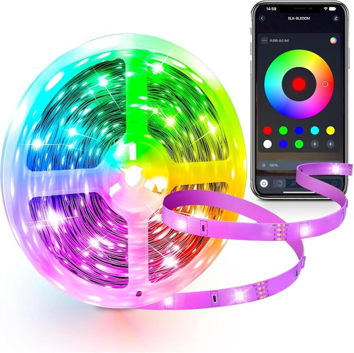 LED Strip - Decoratieve Verlichting - Sfeerverlichting Creëren - Muziek Gesynchroniseerd - 20 Meter - RGB Kleurverandering