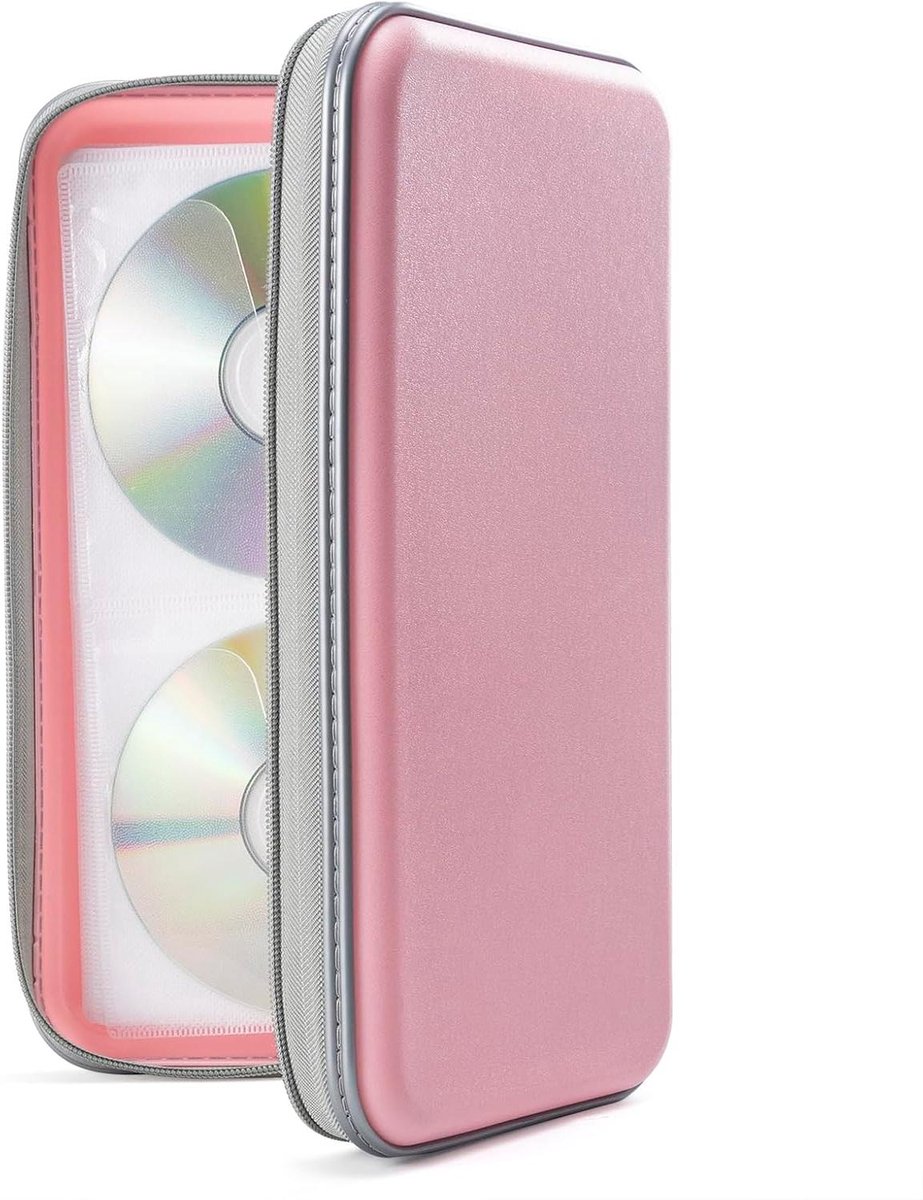 Opbergmap CD DVD - Media Wallet - Thuis Organiseren - Vocht- en krasbestendig - 96 Stuks - Lichtroze