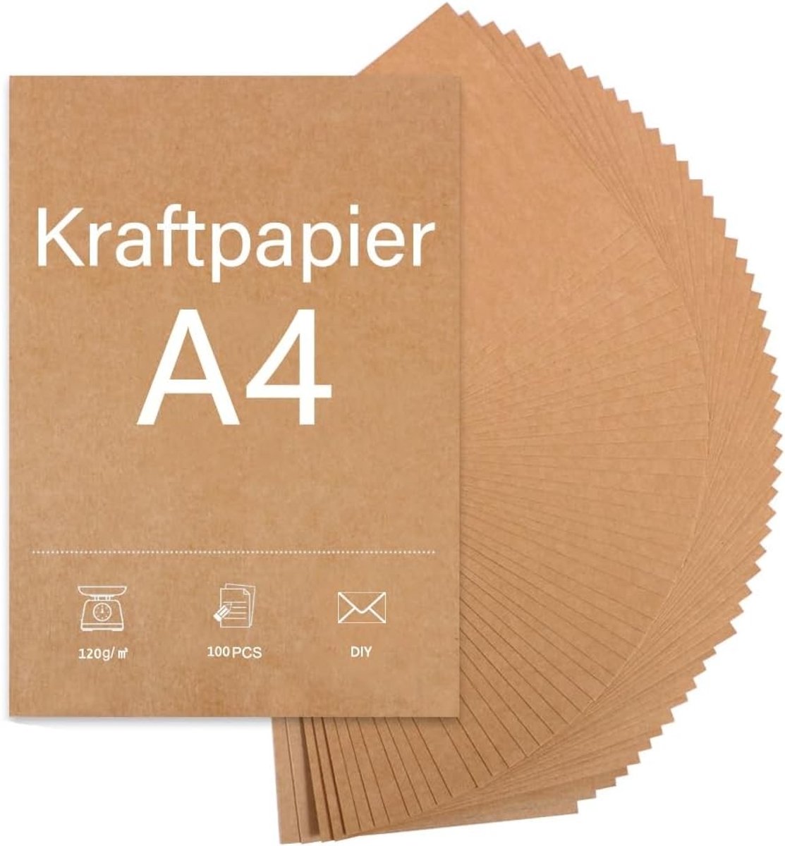 Kraftpapier A4 120 g - 100 Vellen voor Creatief Gebruik, Uitnodigingen, Menukaarten en Schilderen