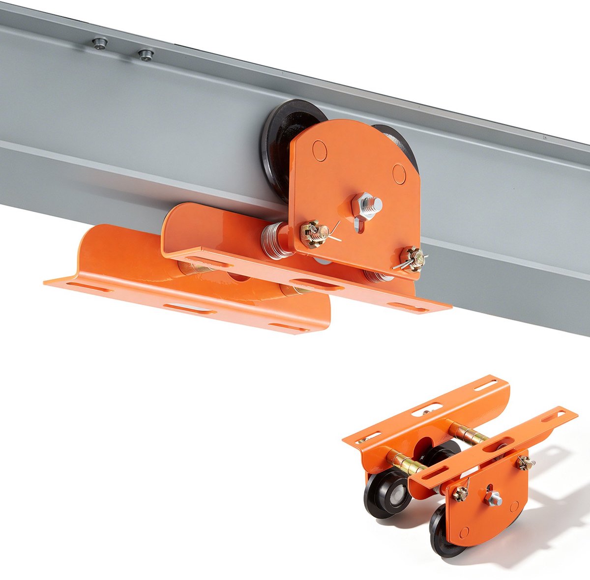 Loopkat voor I-balk - Handmatige kraantrolley - Hefvermogen 499 kg - Verstelbare flensbreedte 6,8-11 cm - Dubbele stalen wielen - Koolstofstaal constructie