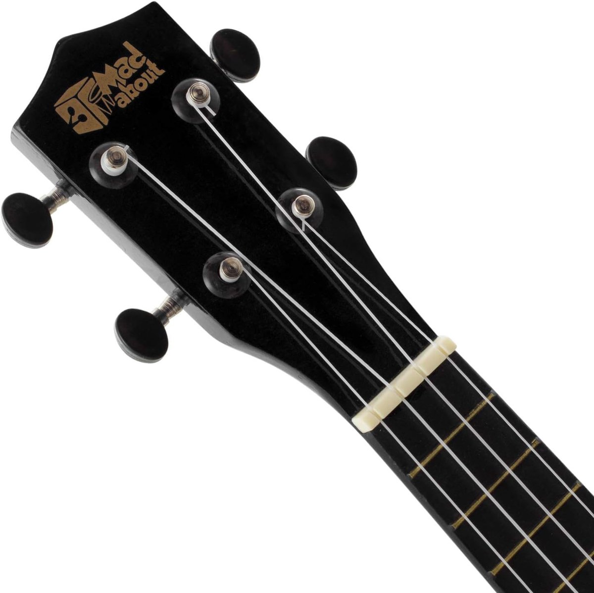 SnelShoppen - Mad About SU8 Sopraan Ukulele Zwart met Gigbag - Ideaal voor Beginners, Feesten, Tuin en Camping, Lichtgewicht, Stevige Constructie, Inc