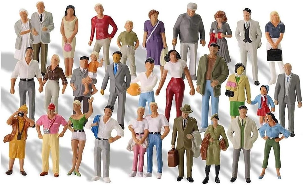 Miniatuur Figuren Set van 50 Stuks - Diverse Poses voor Modelspoor en Speelgoed - Schaal 1:87 en Realistische Decoratie