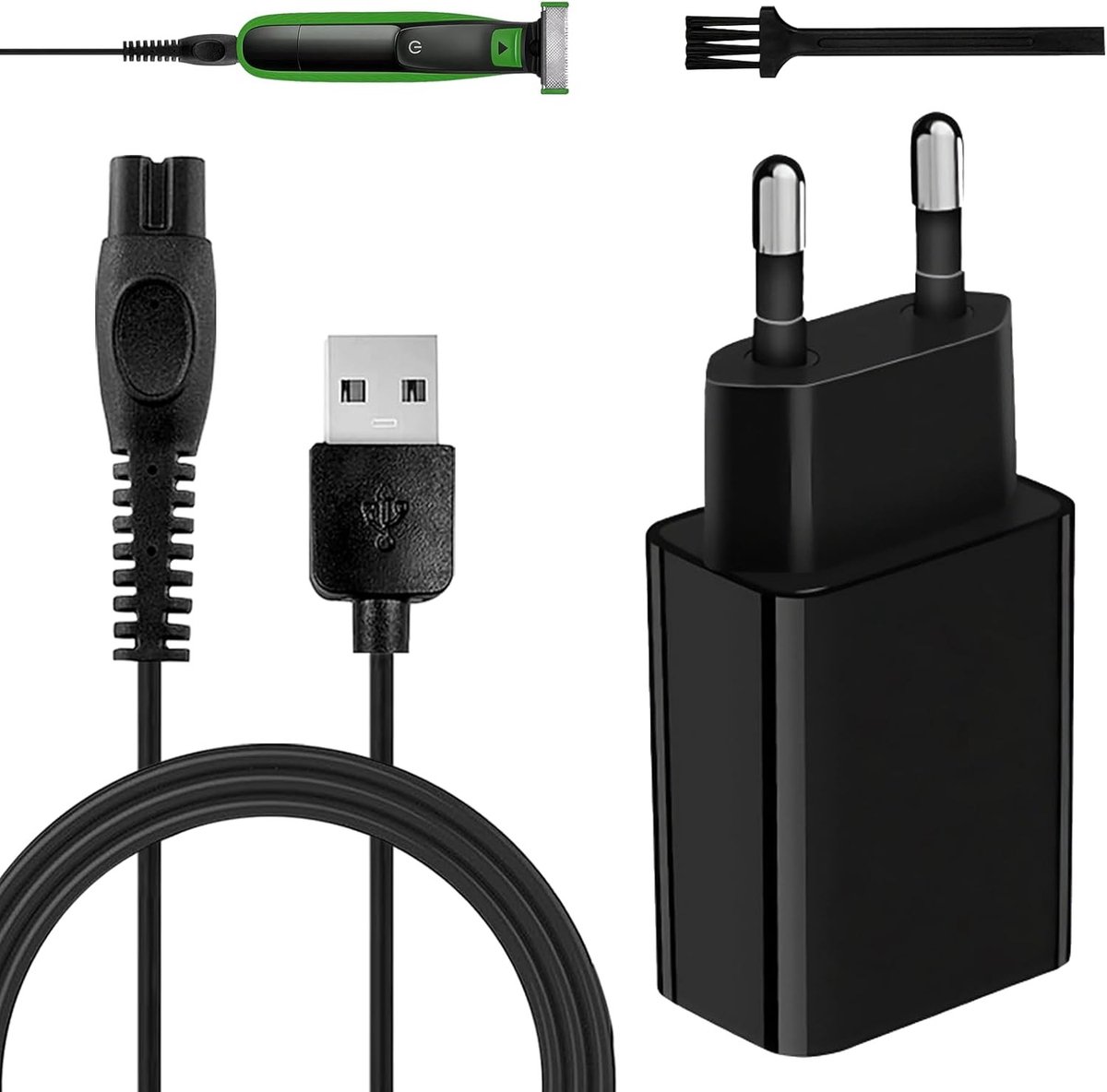 Oplaadkabel voor One Blade scheerapparaat - Vervangende voeding met USB-aansluiting voor scheerapparaten, Europese stekker, geschikt voor thuisgebruik en reizen