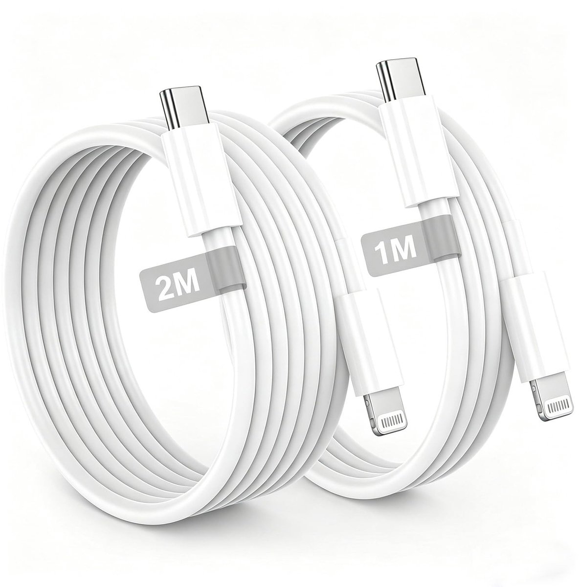 USB C naar Lightning kabel 1M en 2M, MFi gecertificeerde snellaadkabel voor iPhone en iPad, wit, geschikt voor iPhone 14/13/12/11/Pro Max/Plus/XS/X/XR/8/7/SE
