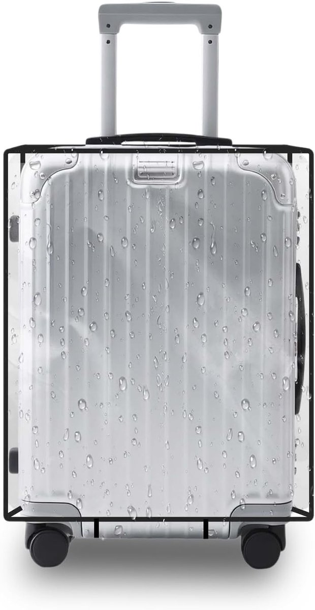 Beschermhoezen voor koffers, wasbare en herbruikbare beschermers, waterdicht PVC, elastisch polyester voor middelgrote en grote koffers, transparant en duurzaam