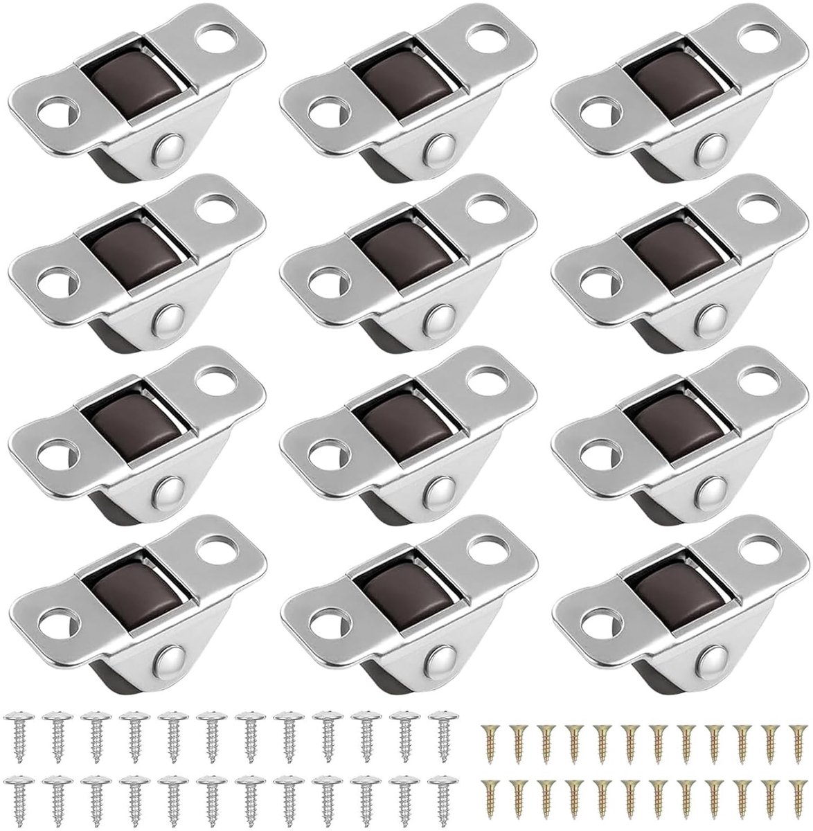 Set van 12 Stille TPR Mini Meubelwielen van 1.2 cm met 48 Schroeven voor Kast en Apparatuur