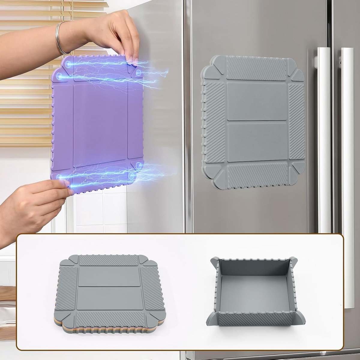 Oneay Set van 2 antislip en hittebestendige matten, multifunctionele siliconen warmte-isolerende matten, geschikt voor warm eten, tafelbescherming, decoratie en als keukenaccessoire.