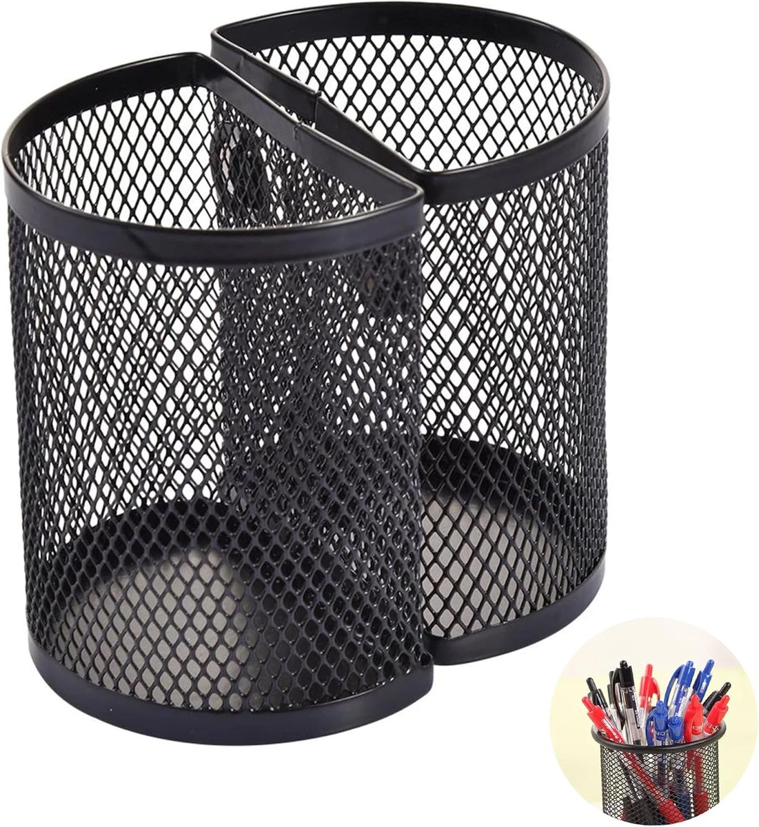 SnelShoppen - 2 Stuks Metalen Pennenhouder Magnetisch Potje Pen Organizer Multifunctioneel voor Koelkast, Kantooraccessoires, Organizer (Zwart)