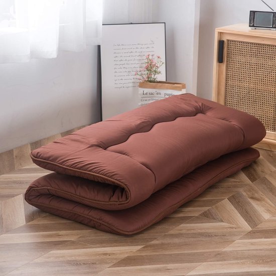 Japanse Vloermatras - Opvouwbare Matras - Comfortabel Slapen - Extra Dik Met Geheugenschuim - 90x190cm - Koffie — afbeelding 5