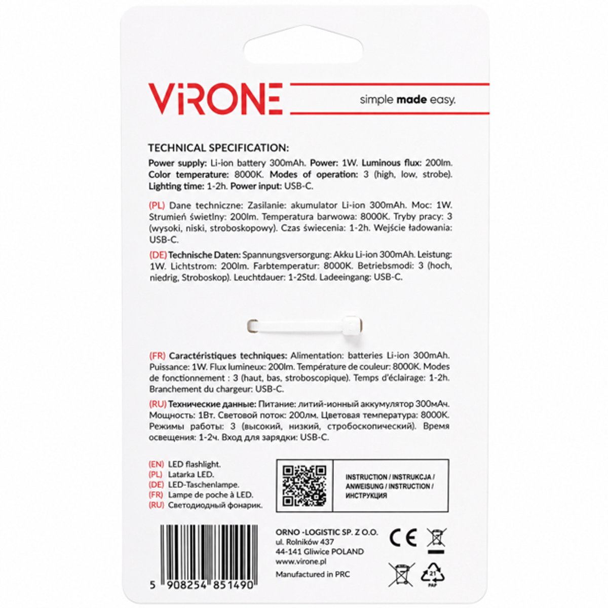 Virone Flashlight-licht-compact-portable-oplaadbaar-accu-USBC-Veilig-Donker-model LT-29-wandelen-kamperen-auto — cadeau in Sport & Outdoor - foto 4