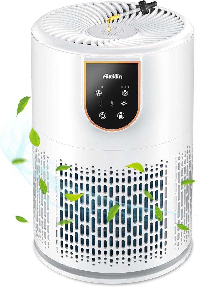 SnelShoppen - Luchtreiniger met 5-traps H13 HEPA-filter voor 45 m², 12 W energieverbruik, 99% stof, pollen, dierenharen en geuren, stil 25 dB