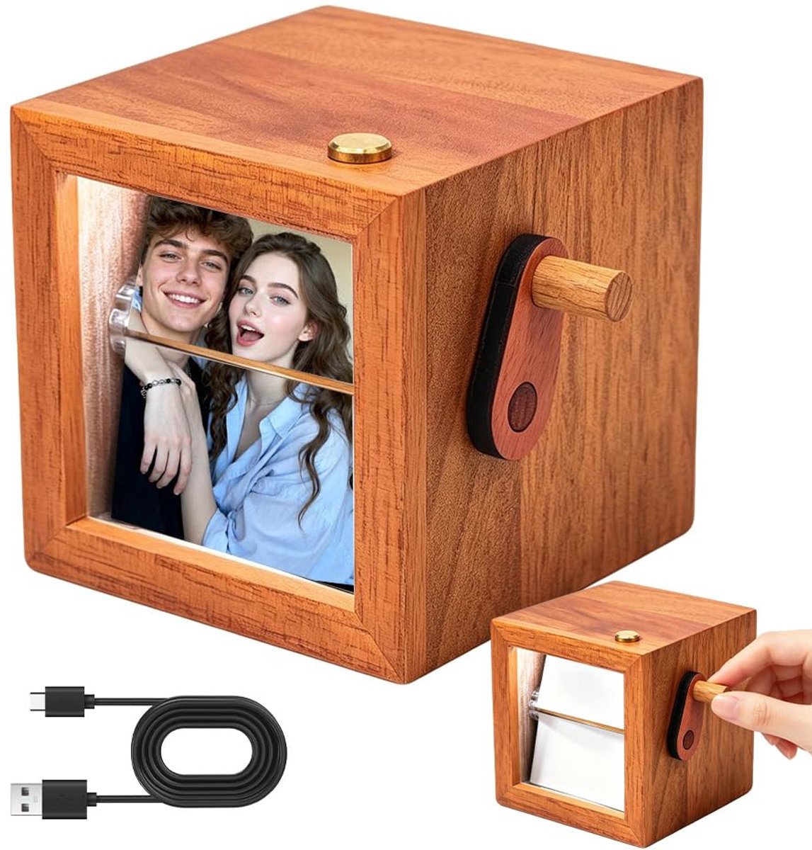 SnelShoppen - LYPPUL Fotoalbum met zwengel en licht, gepersonaliseerd flipbook voor Valentijnsdag, Kerstmis, Moederdag, verjaardagen en jubilea