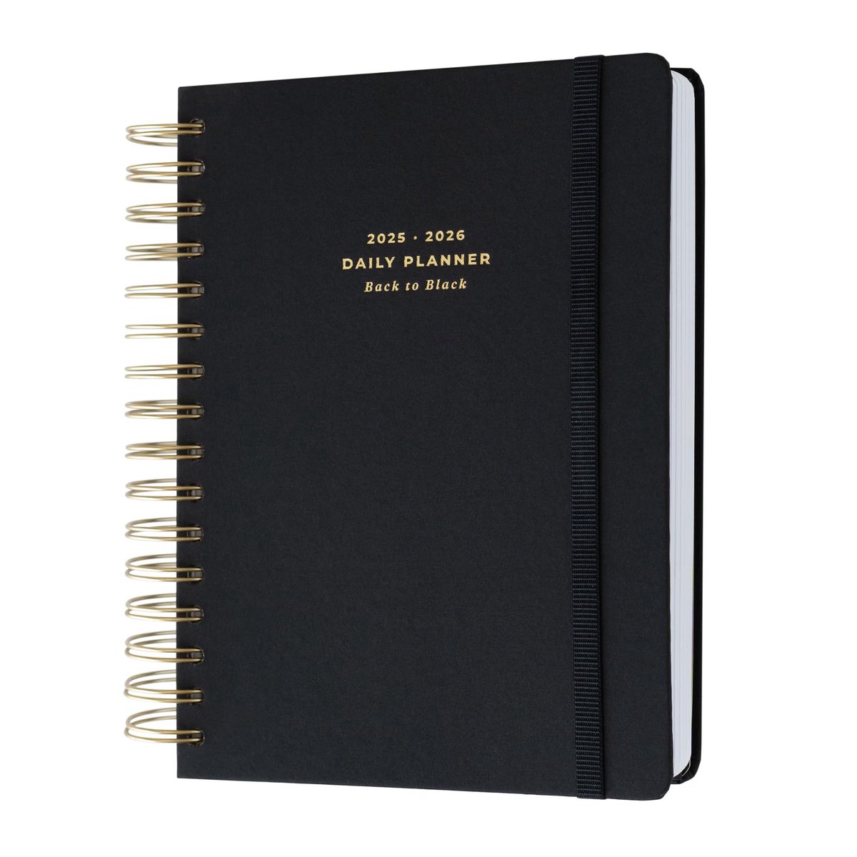 SnelShoppen - A5 Academisch Dagboek 2025-2026 - Dagpagina Planner 'Back To Black' met Stickers - Studenten Essentials voor Universiteit en Back to Sch