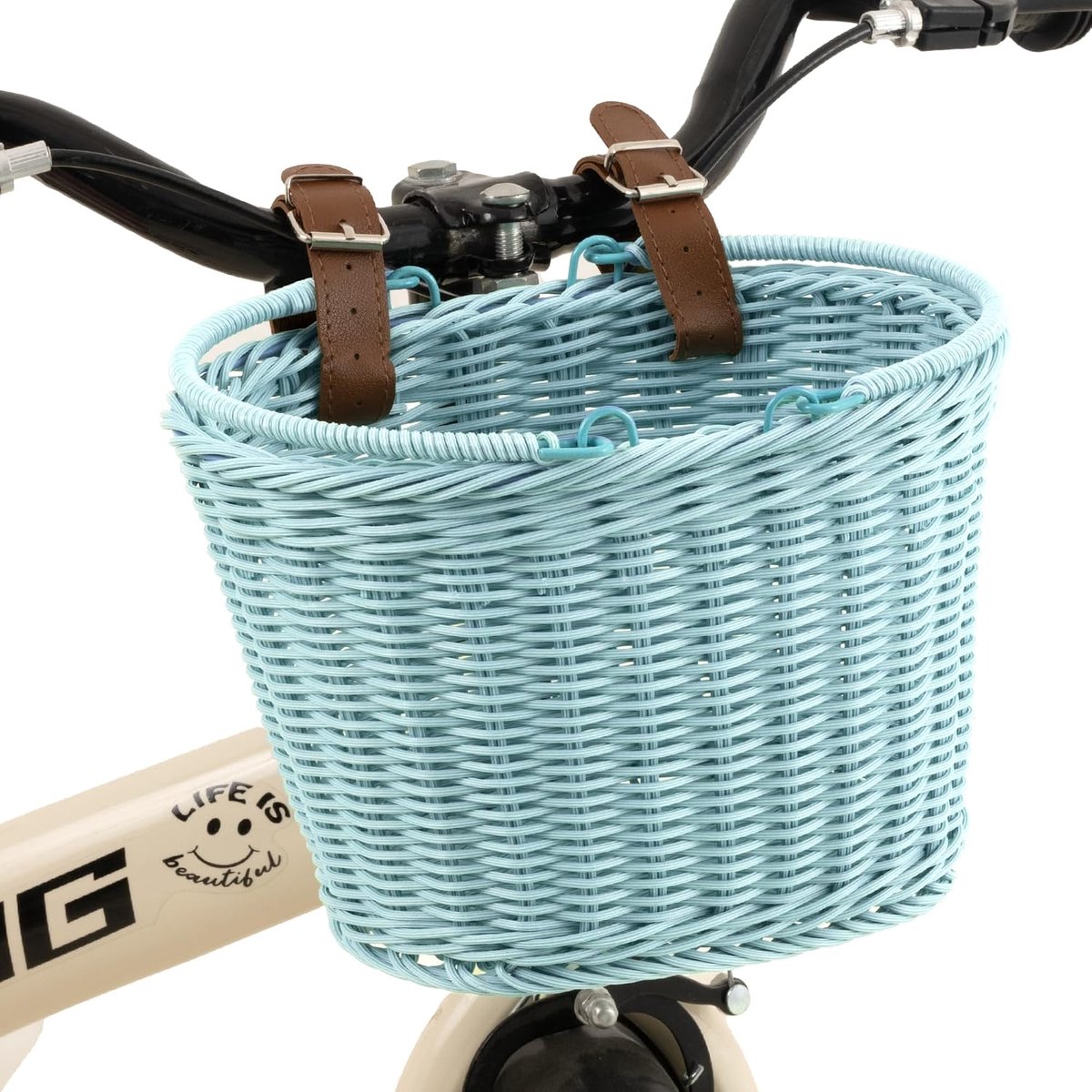 Fietsmandje - Kinderfietsmand - blauw - geweven fietsmand - met verstelbaar - geschikt als opbergbak