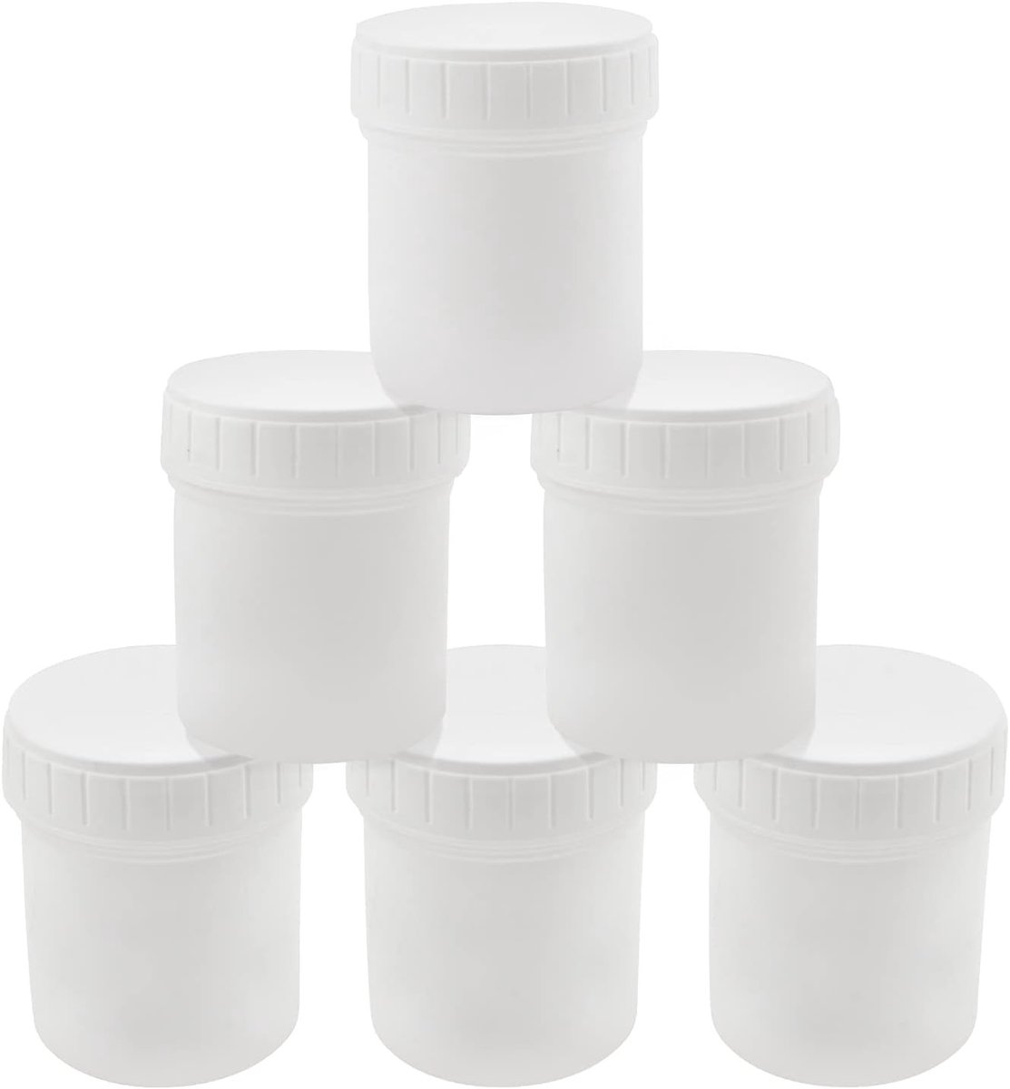 Set van 6 Kleine Witte Plastic Verfblikken - Lege Opslagpotten voor Verf, Chemische Coating en Inkt met Deksel