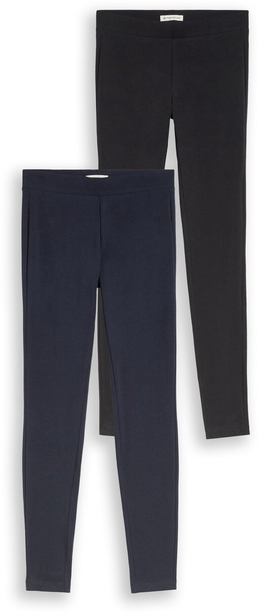 Tom Tailor - Basic leggings in een set van 2 - Maat 134 - heavy black