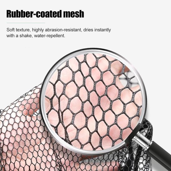 SnelShoppen - Maylatte Schepnet Voor Vissen Met Rubber - Telescopisch Landingsnet 90 Cm - Opvouwbaar Net Voor Trout, Zalm, Karp, Bas En Catfish — afbeelding 3