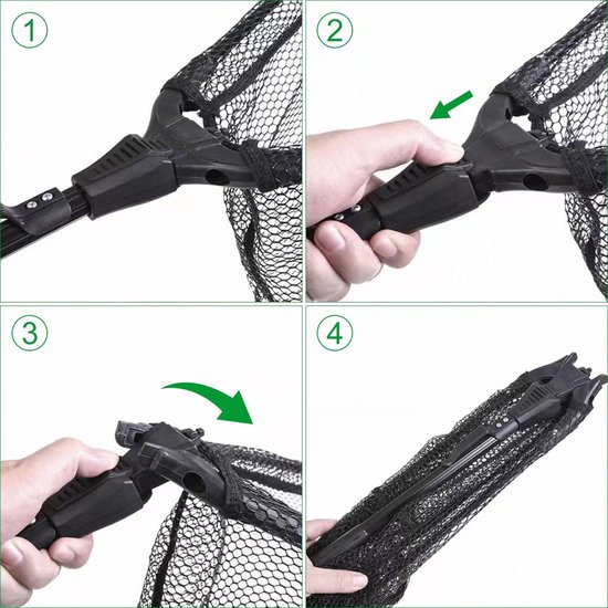 SnelShoppen - Maylatte Schepnet Voor Vissen Met Rubber - Telescopisch Landingsnet 90 Cm - Opvouwbaar Net Voor Trout, Zalm, Karp, Bas En Catfish — afbeelding 4