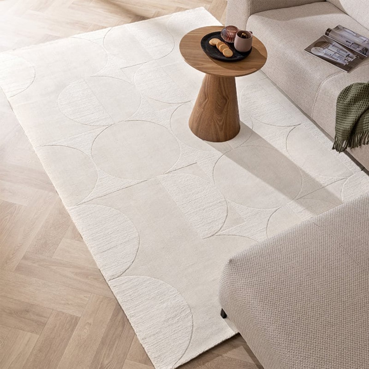 Studio Clarice Wollen vloerkleed - Giselle Circles Wit - 160x230cm