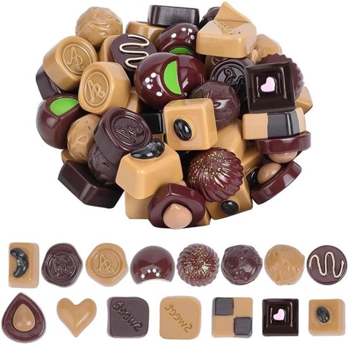 1 doos 60 stuks mini hars nepproducten - Realistische dessert-snoepdecoratie voor thuis, kantoor en feesten