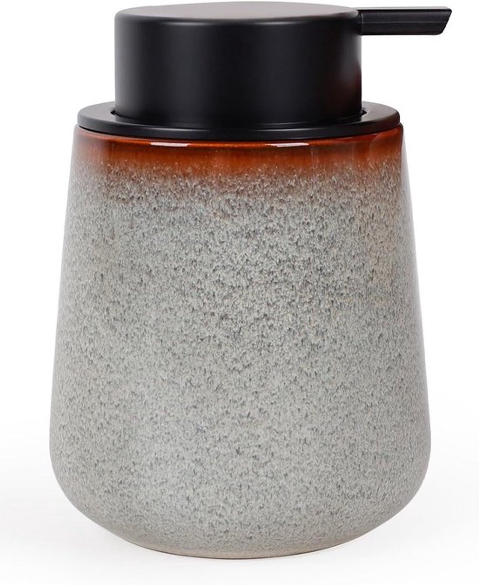 Porseleinen zeepdispenser in beige voor badkamer en keuken, stijlvol en functioneel accessoire