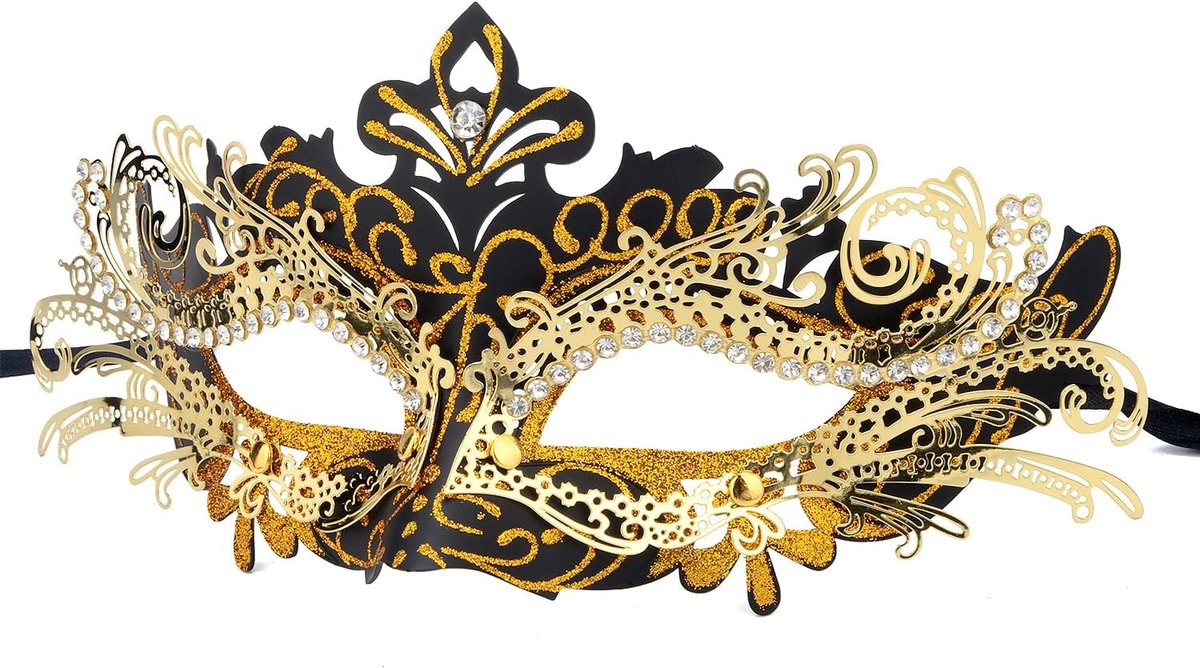 SnelShoppen - Hoshin Maskerade masker - Venetiaans masker voor vrouwen - Elegante Halloween en Mardi Gras feestdecoratie - Mysterieus zwart/goud maske