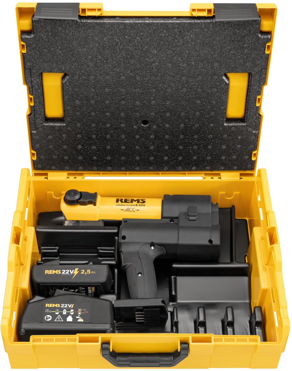 SnelShoppen - REMS Akku-PRESS E 22V Accu Buipers 110mm 3/8-4" voor Persverbindingen - L-Boxx Basic-Pack - Universeel en Krachtig