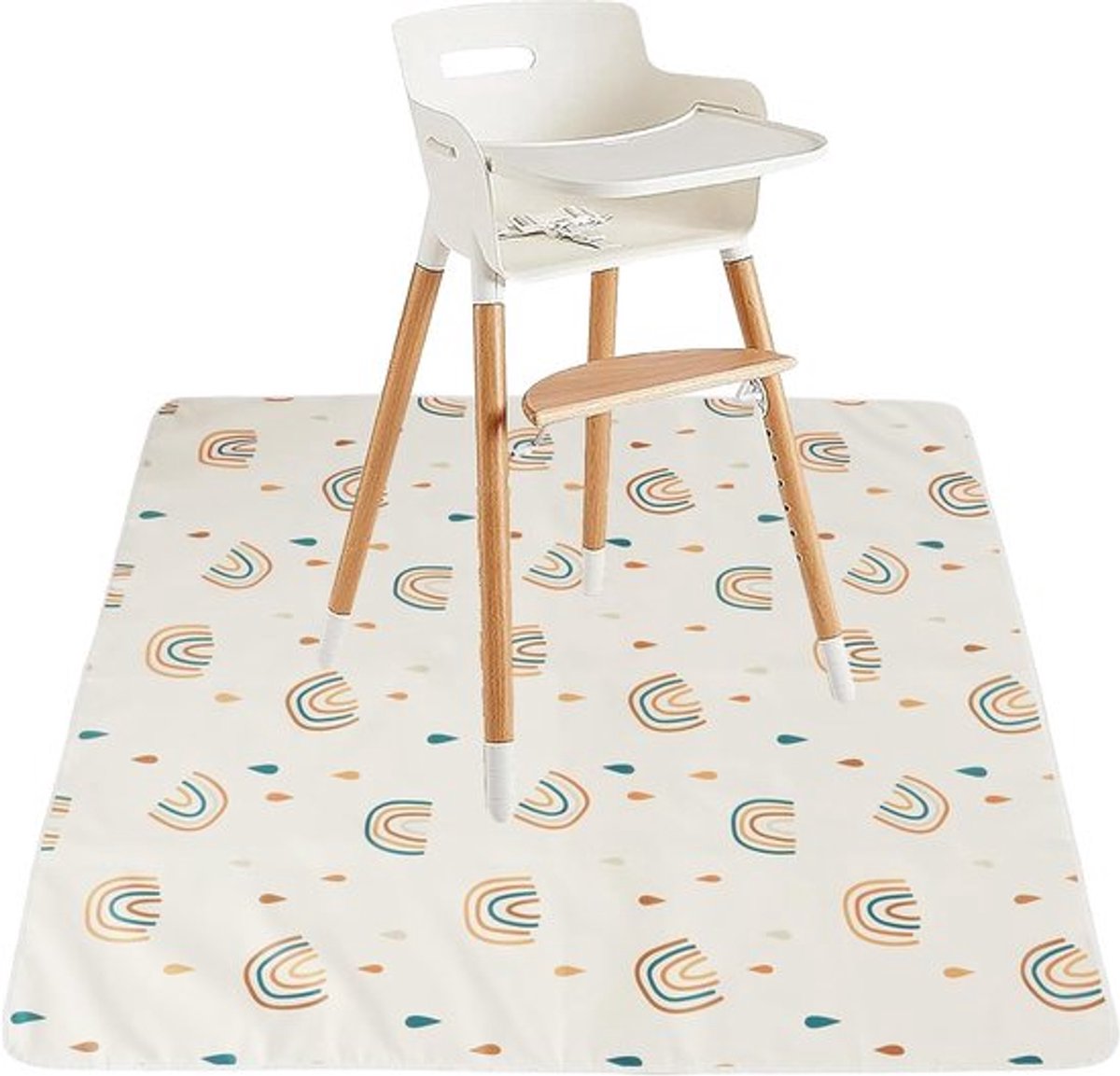 Kinderstoel Tapijt, 110 x 110 cm, Vloerbescherming, Antislip, Waterdicht, Voor Binnen en Buiten, Kleurrijk Design, Speelruimte Decoratie