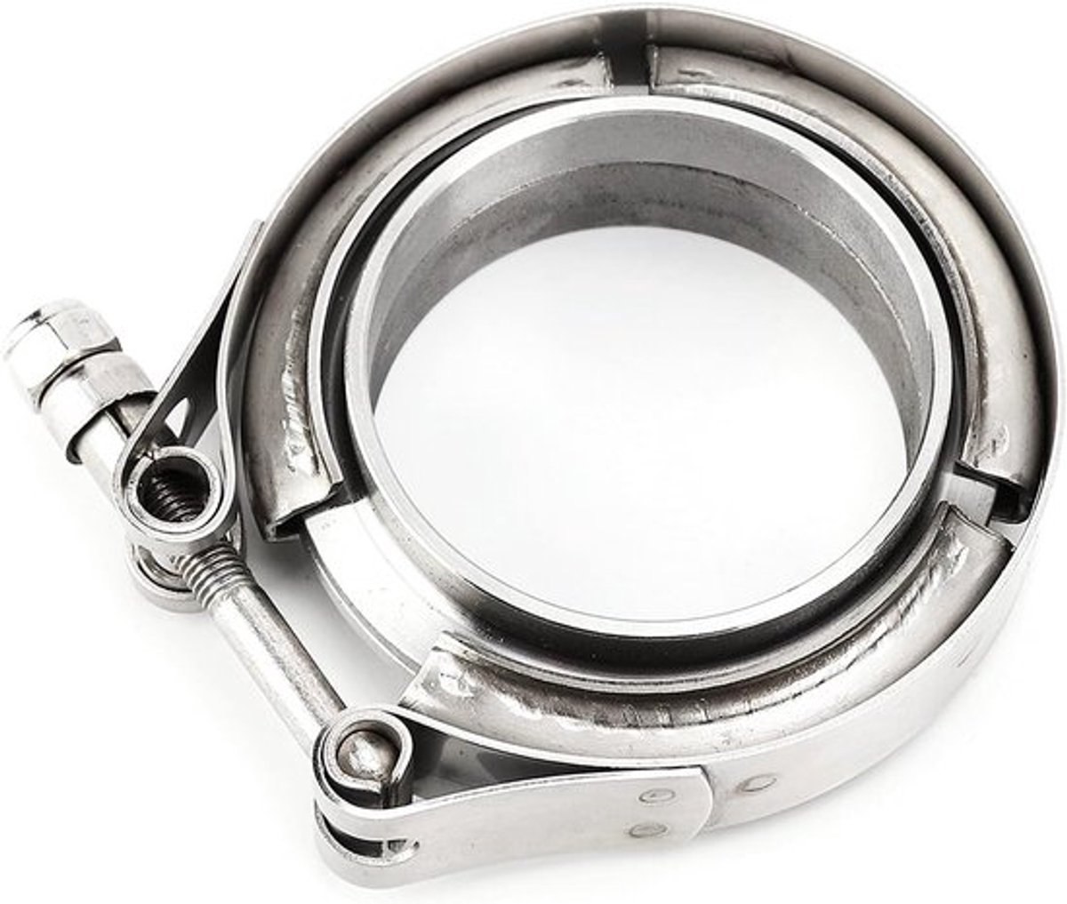 Set van 2 RVS klemmen voor 2,25 inch V-banden en bandafsluitingen voor turbo-uitlaten