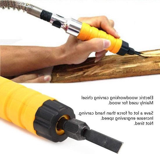 Elektrische Houtbeitel - Carving Gereedschap - Houtbewerking Versnellen - Bespaart Kracht - 16 x 3 cm - Geel — afbeelding 2