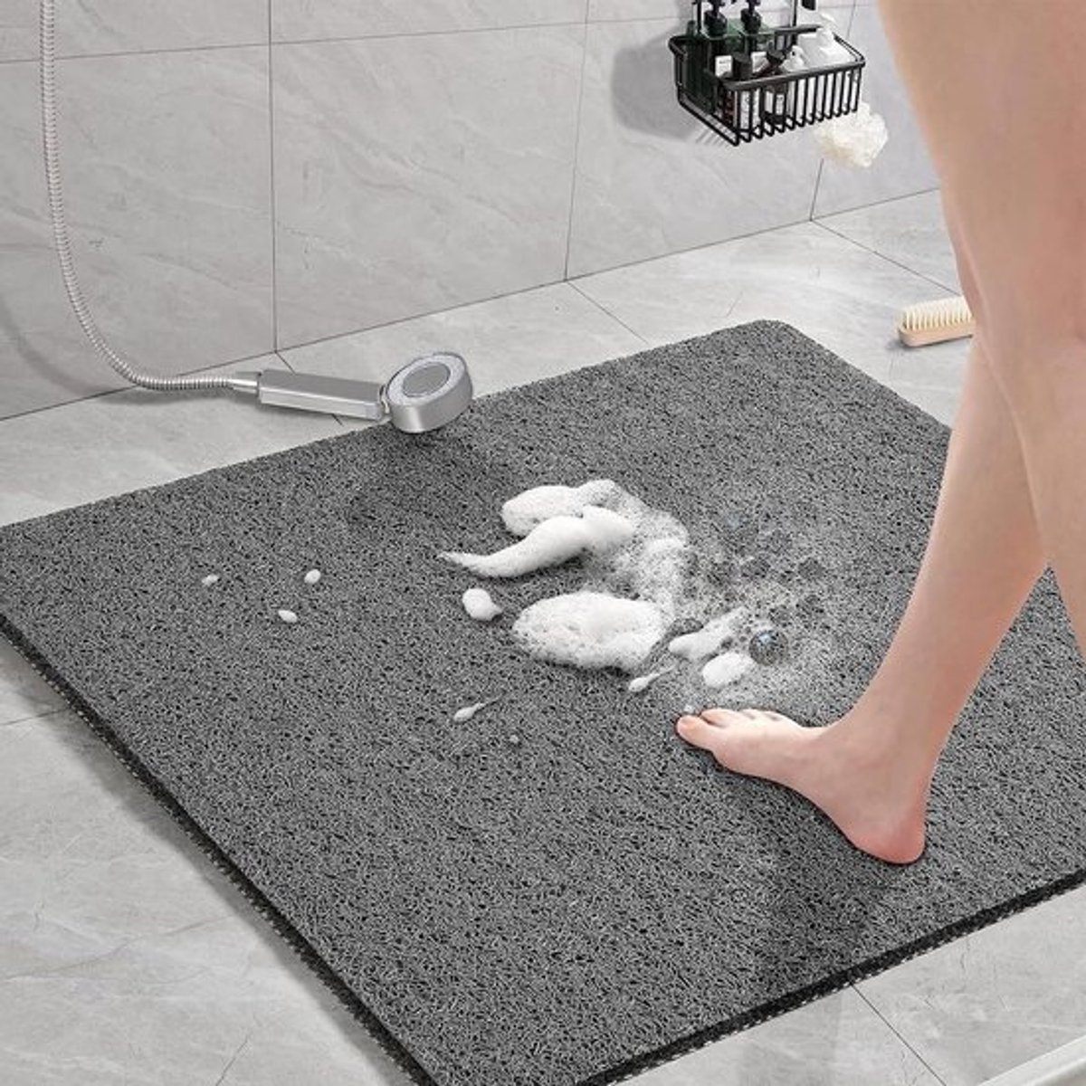 Douchemat van PVC in Grijs - Antislip Badmat - 60 x 60 cm
