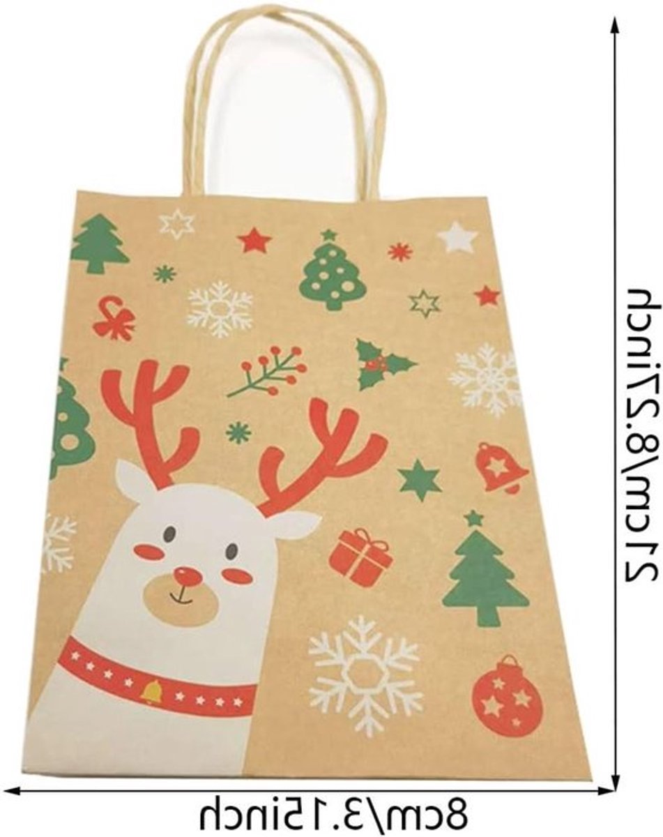 Cadeauzakjes voor Kerstmis - 12 papieren zakjes voor geschenken, feestelijke decoratie en kerstversiering