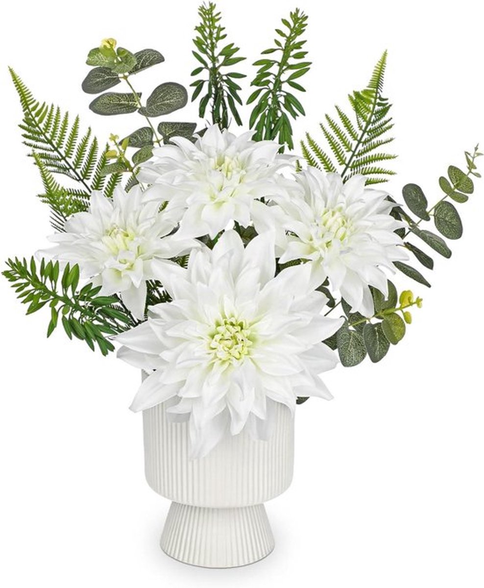 Dahlia kunstplant in keramische pot voor thuis, feest en tuin