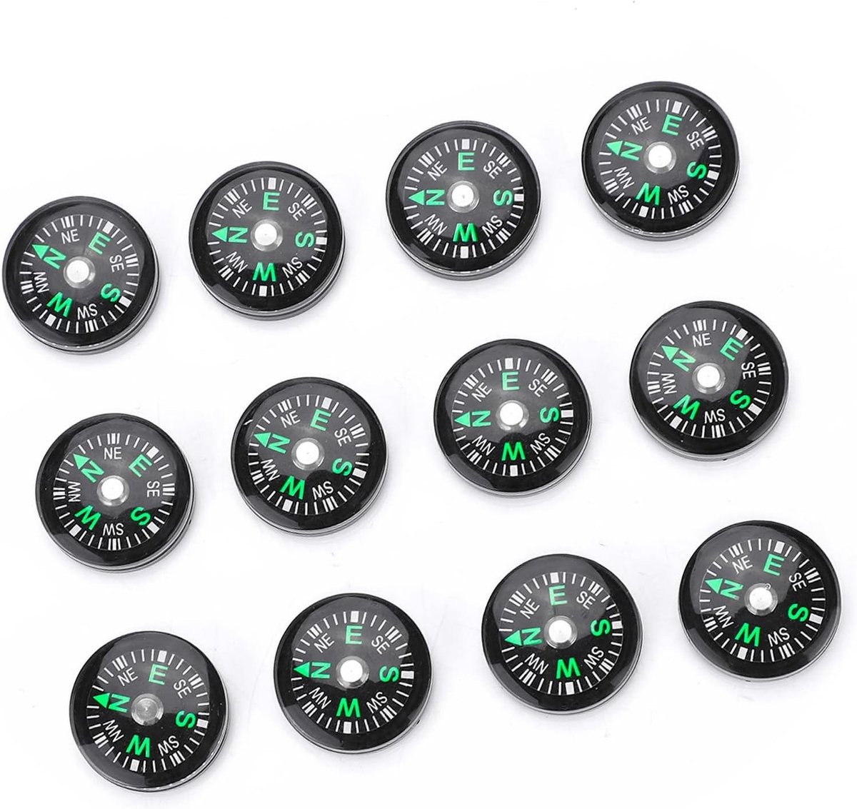 Mini Pocket Oil Filled Kompas 12 Stuks Lichtgewicht Draagbare Knop Overlevingsaccessoires voor Wandelen, Kamperen en Buitenactiviteiten